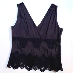 Elie Tahari sz. L Black Silk and lace top